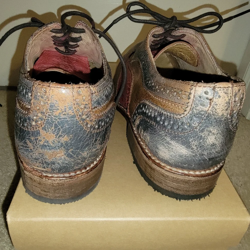 Sundance Brown, Red & Blue Leather Wingtip Oxfords - Picture 5 of 8